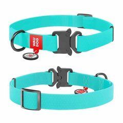 Collar (Коллар) WAUDOG Waterproof - Нашийник, що світиться в темряві з QR-паспортом та металевою пряжкою-фастекс для собак 2,0х24-40см Ментоловий, 2,0х24-40см