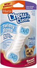 Hartz Twisty Bone Flexible &Durable Chew Toy Кость жевательная прочная для очищения зубов с ароматом бекона, XS