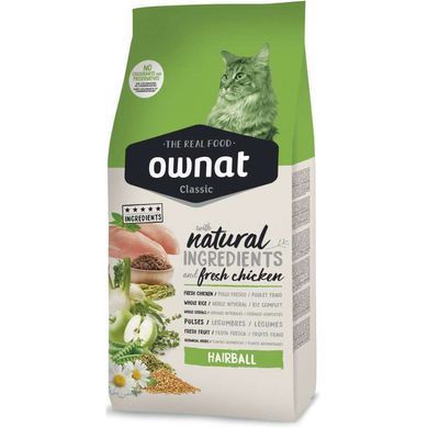 Ownat (Овнат) Hairball - Сухий корм з куркою для котів, що сприяє виведенню шерсті, 4 кг